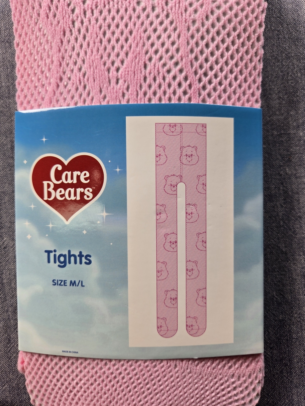 Care Bears Pink Mesh Tights with Bear Print